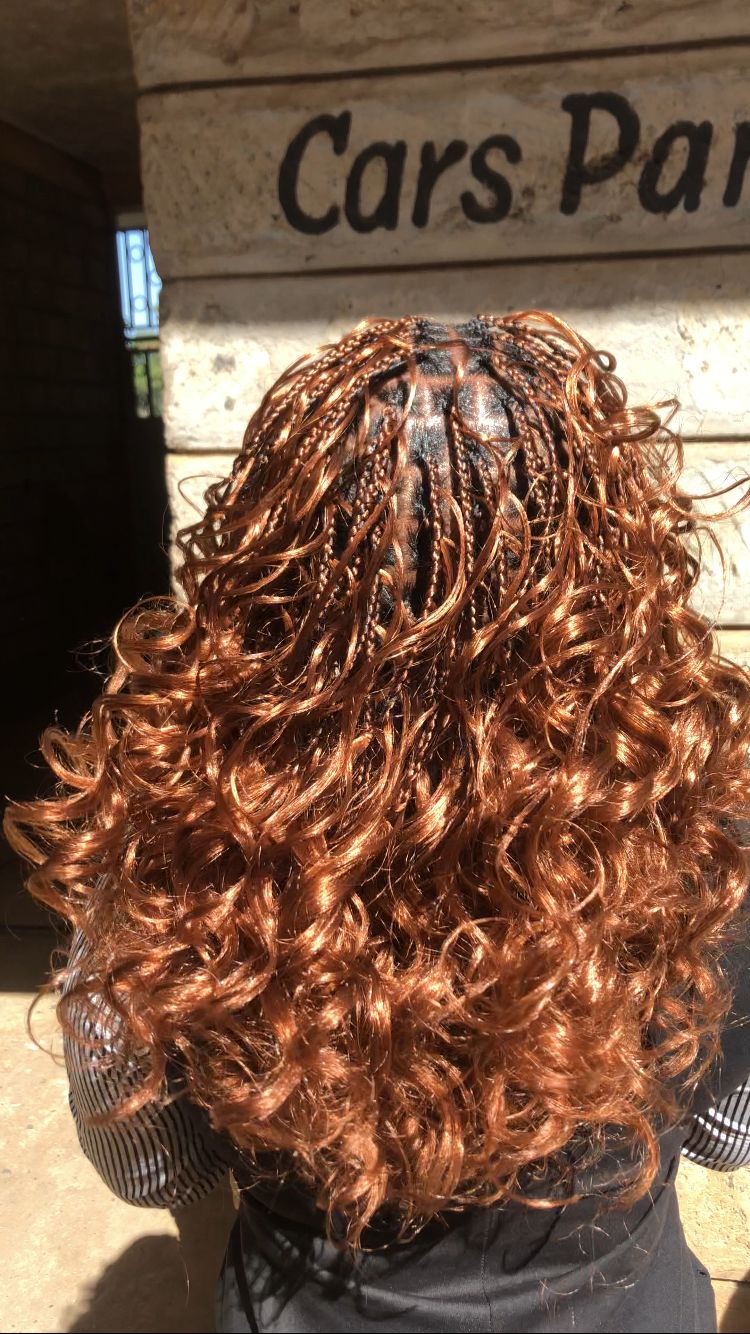 Medium curly box braids