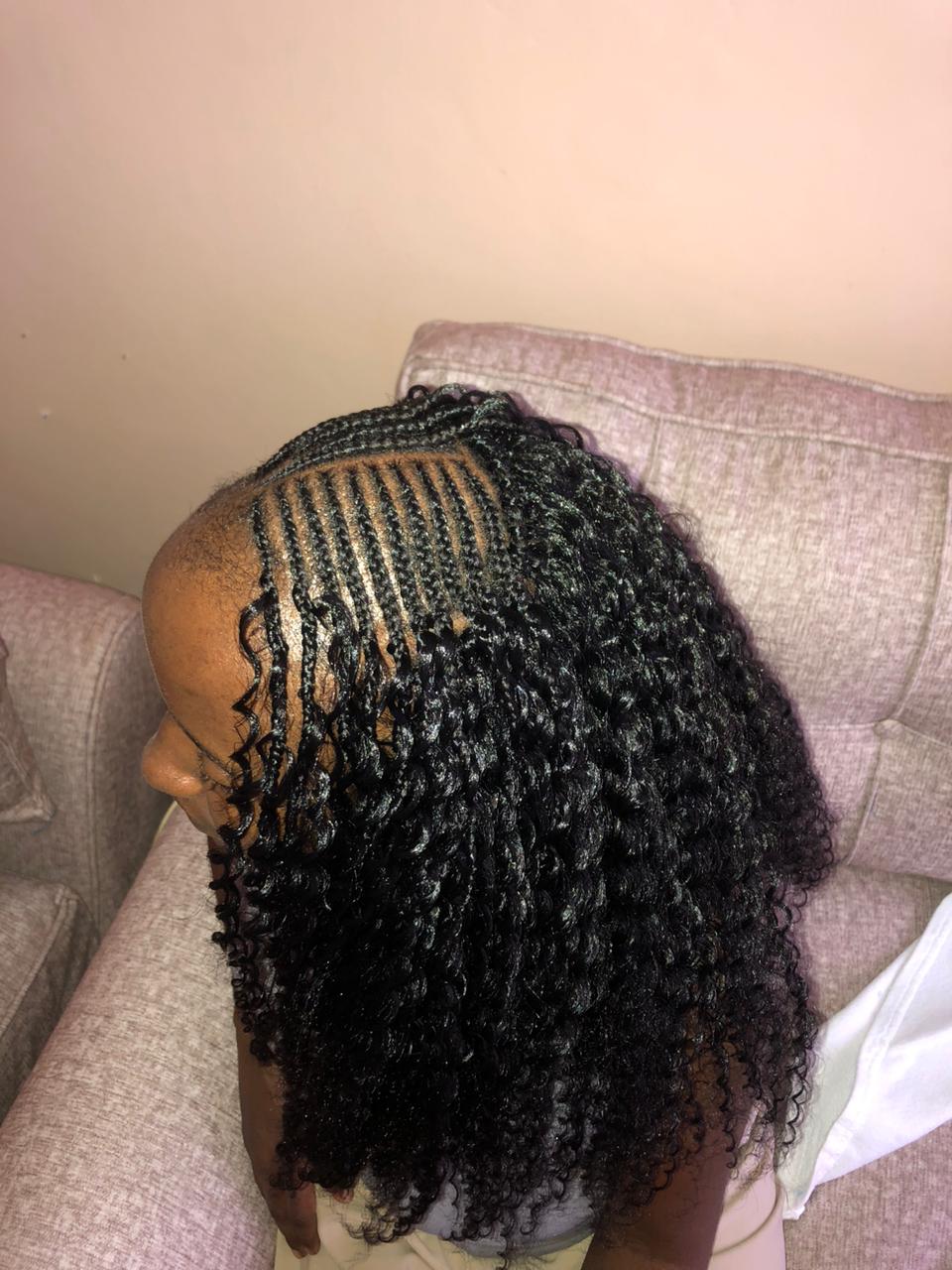 Ghanaian Princess Braids with Italian curls